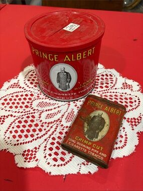 Red Tobacco Tin - Classic Home Accent